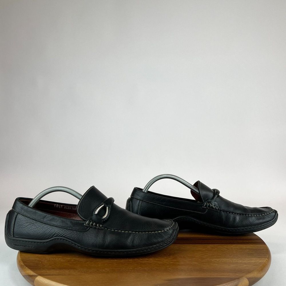 Mens Donald Pliner Black Leather Horsebit Driving Shoes Loafers Size 10.5 M GUC